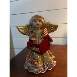 Christmas Angel Doll Tree Topper! DAN DEE COLLECTOR'S! GOLD & RED! 9" TALL